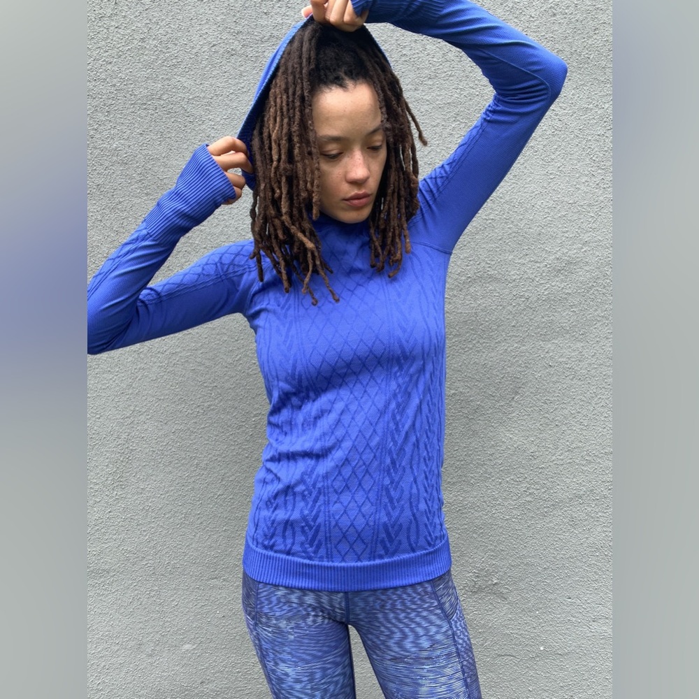 Lululemon Vibrant Blue Hooded Workout Top